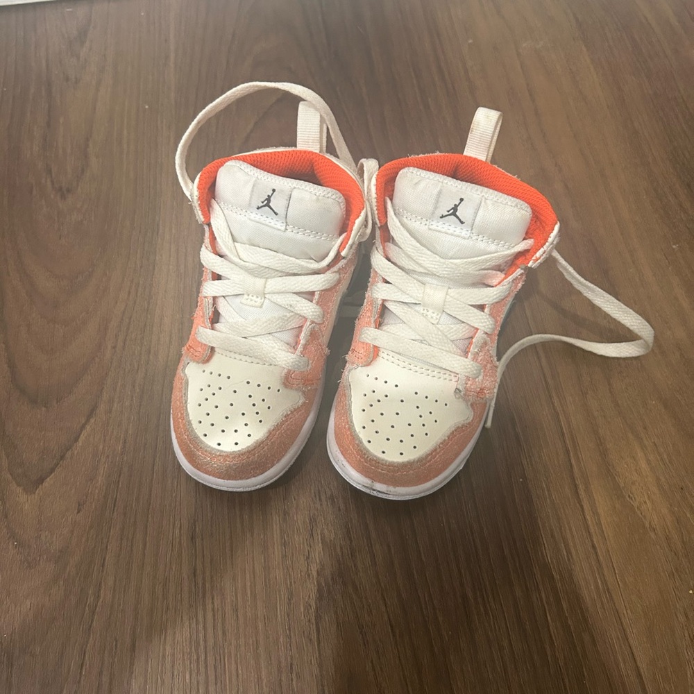 Jordan White and Orange Sneakers Classic Design